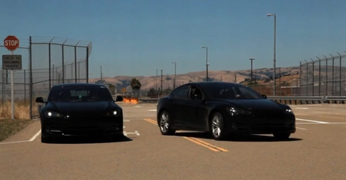Tesla Model S on track