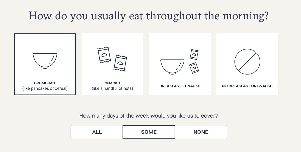 screenshot of hungryroot quiz