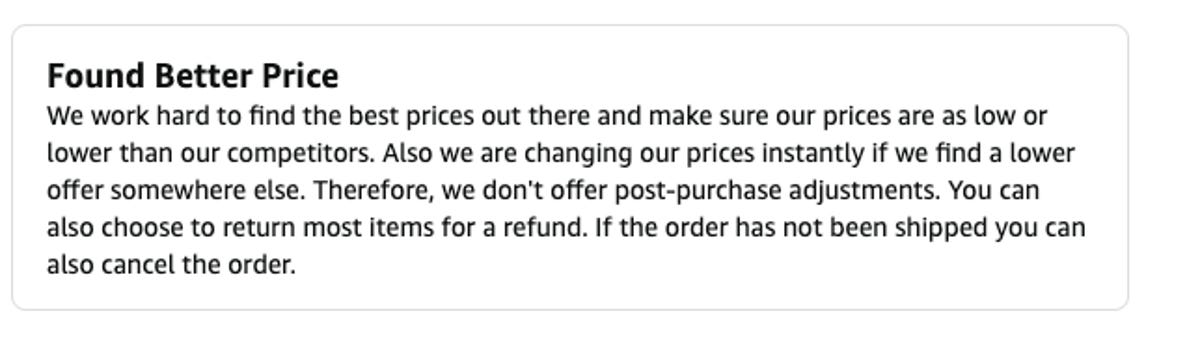Amazon's Found Better Price policy.