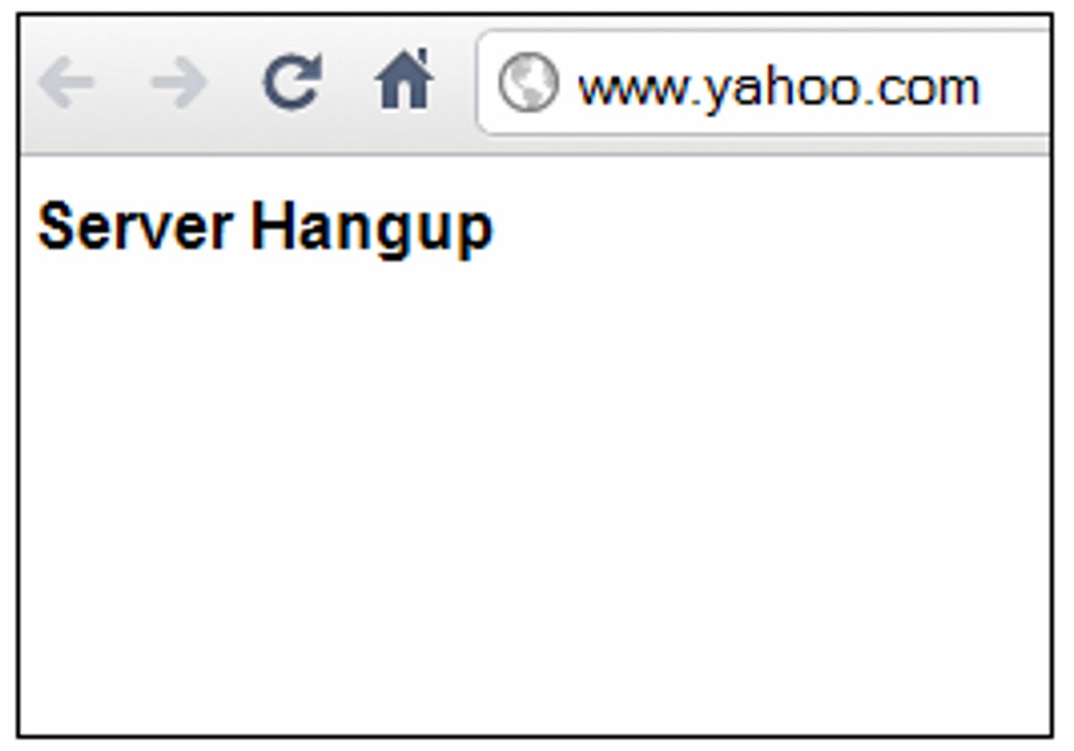 This is the error message some users saw when they tried to access Yahoo.com today.