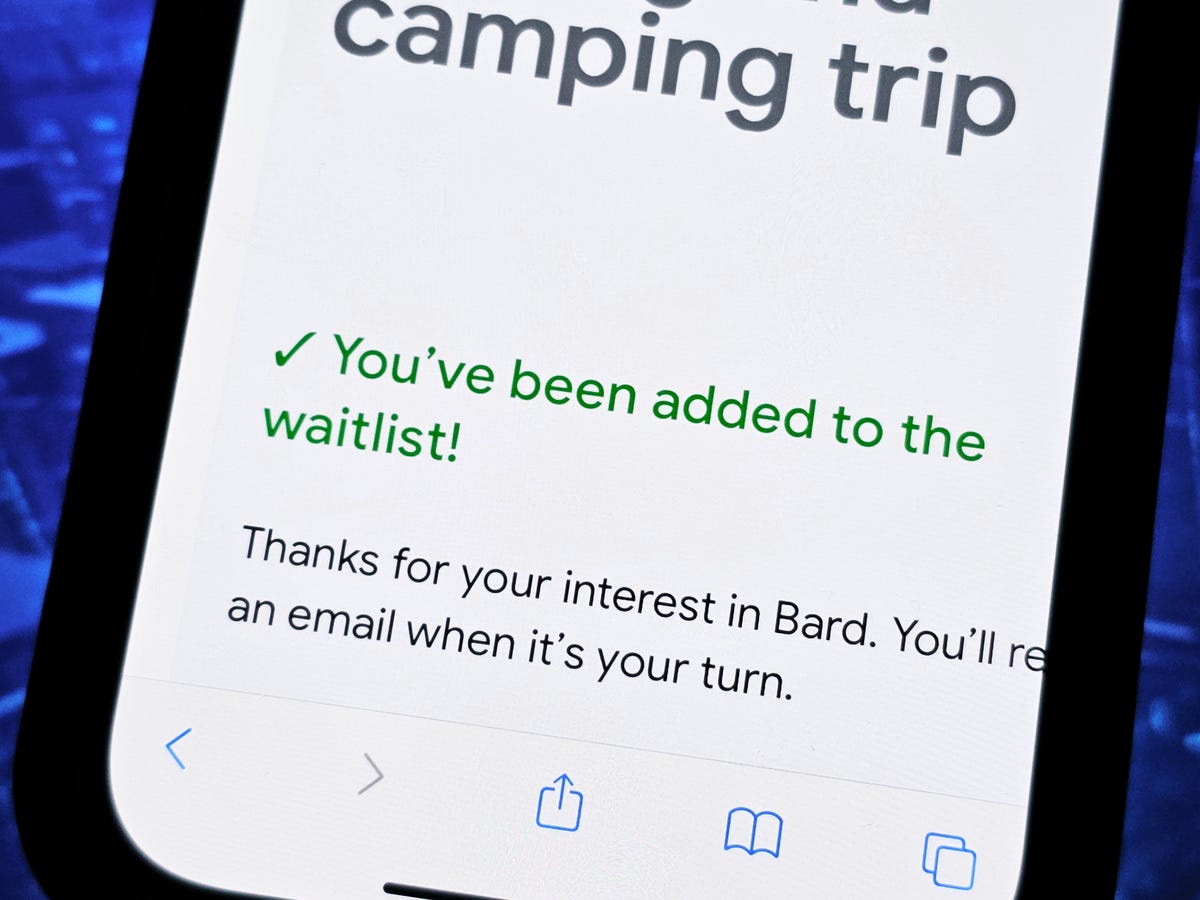 Waitlist page for Google Bard