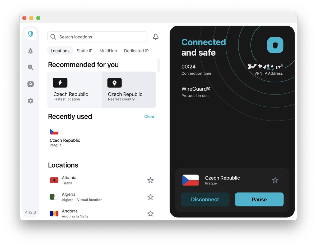 Surfshark VPN app on Mac