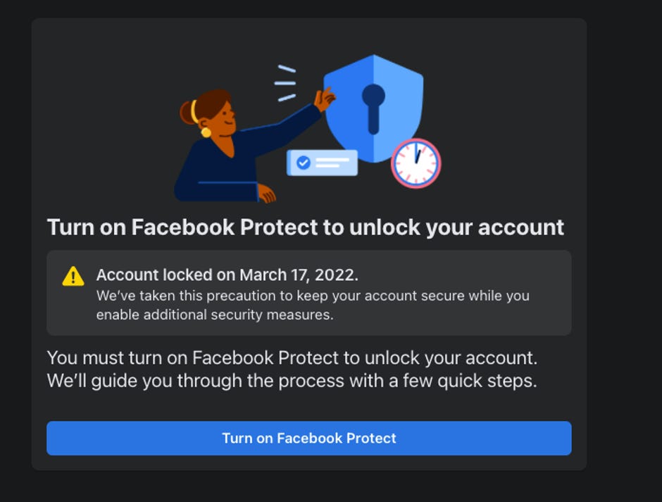 Facebook Locks People Out of Accounts for Not Activating Protect Feature -  CNET