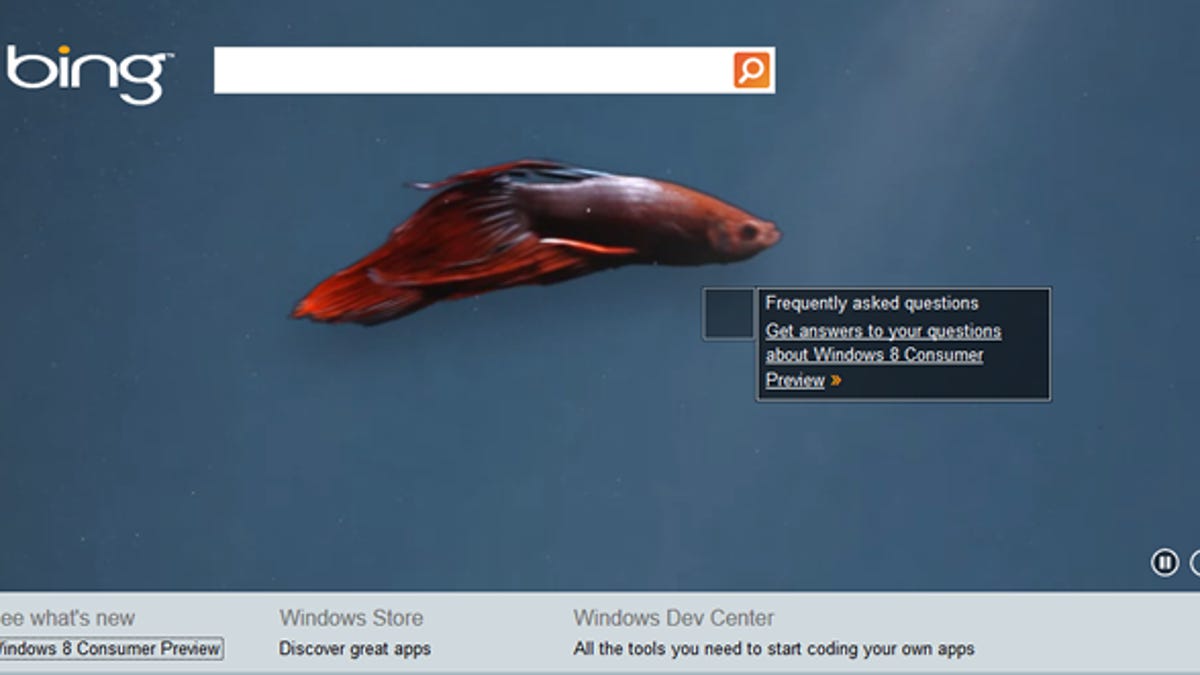A new Bing page is tipping off Microsoft's upcoming Windows 8 Consumer Preview.