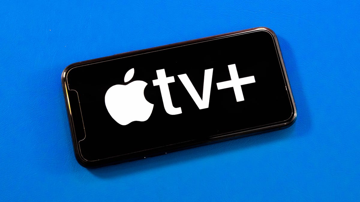 Apple TV Plus logo on a phone screen