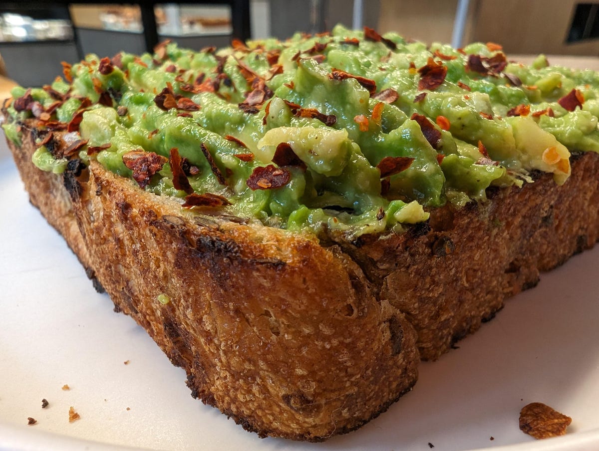 A macro close up of avocado toast