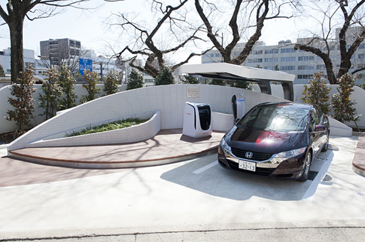 The Honda FCX Clarity and solar-powered home hydrogen-fueling station.