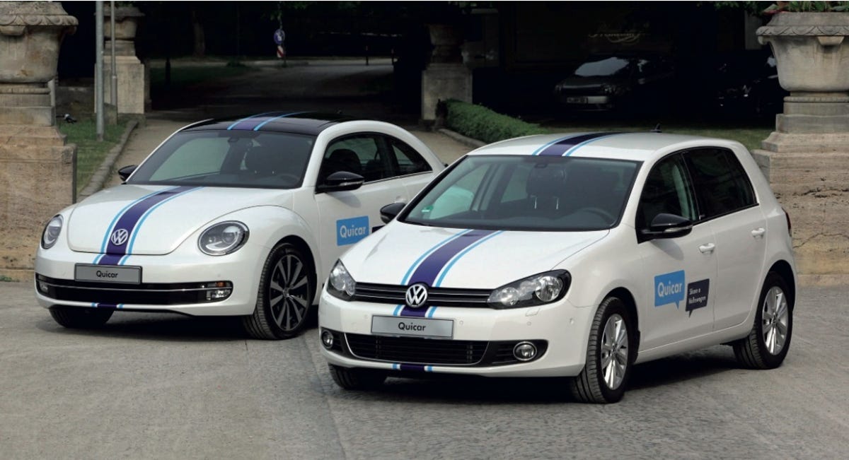 The VW Golf BlueMotion and VW Beetle will be used in the Quicar car sharing fleet.