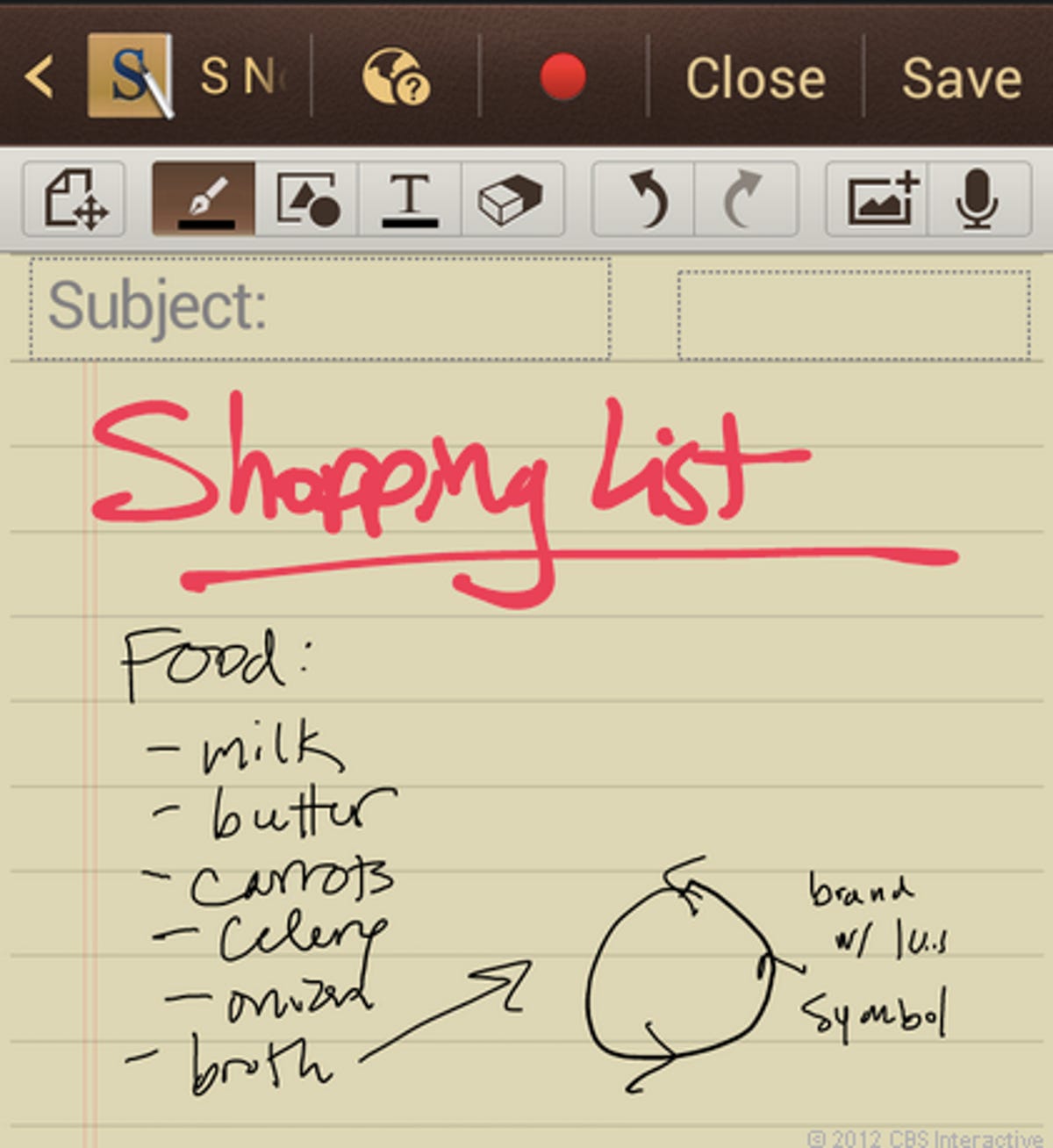 S Note in Samsung Galaxy Note 2