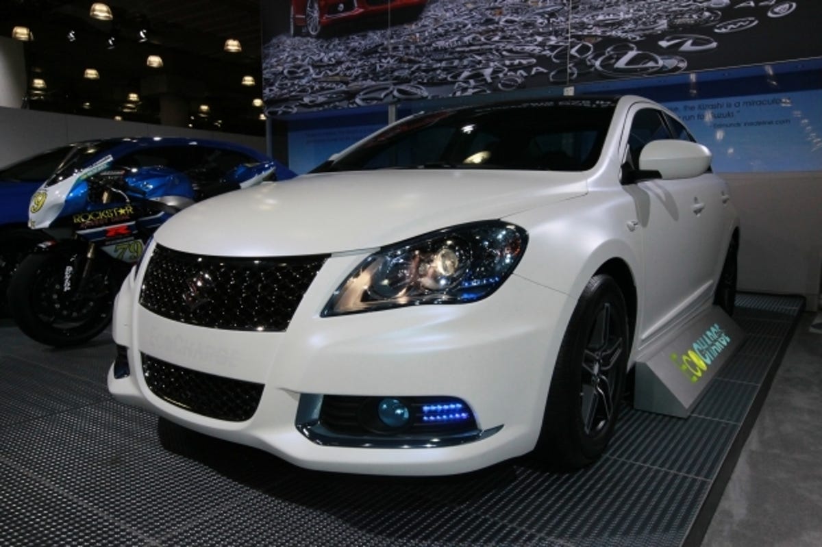 The Suzuki Kizashi EcoCharge concept trades a bit of gasoline engine displacement for an electric engine and li-ion battery.