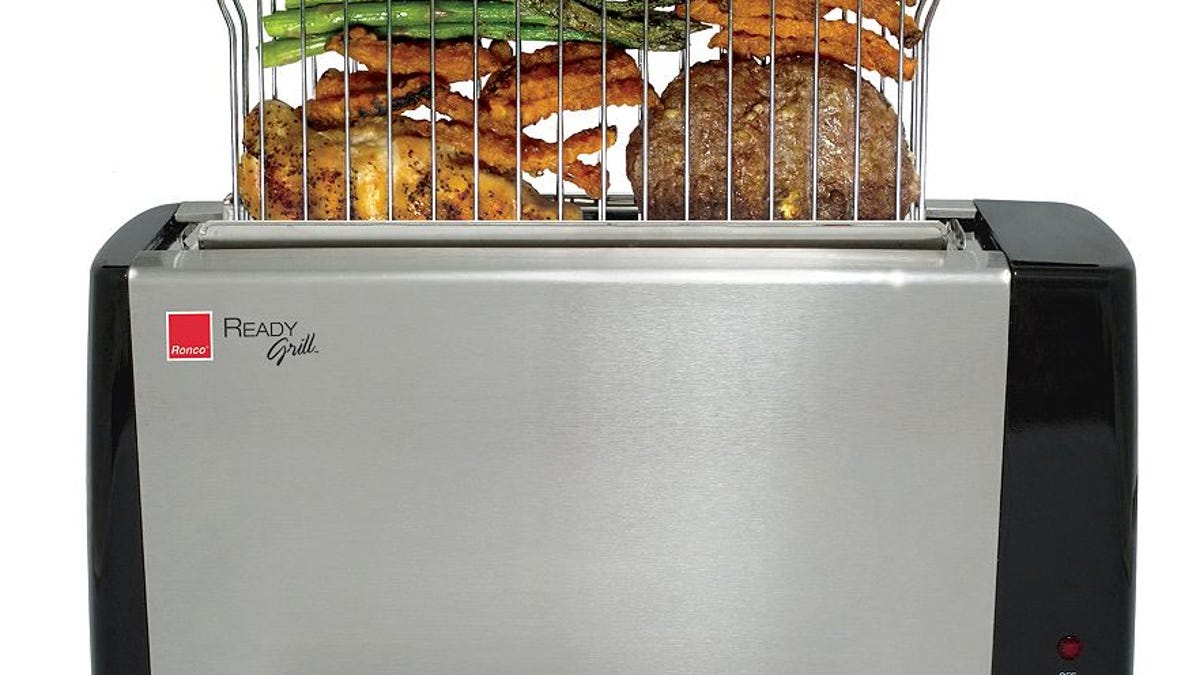 The Ronco Ready Grill looks like a toaster, yet cooks so much more.