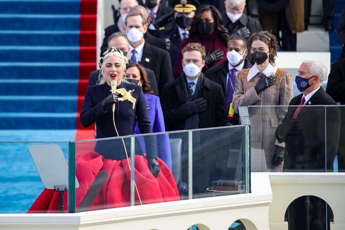 Lady Gaga sings the National Anthem at the inauguration of U.S. President-elect Joe Biden