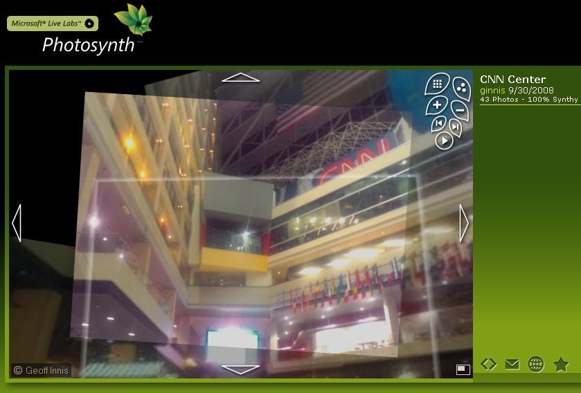 A Photosynth view of the CNN Center in Atlanta, Ga., retrieved with Microsoft's Live Search Maps.
