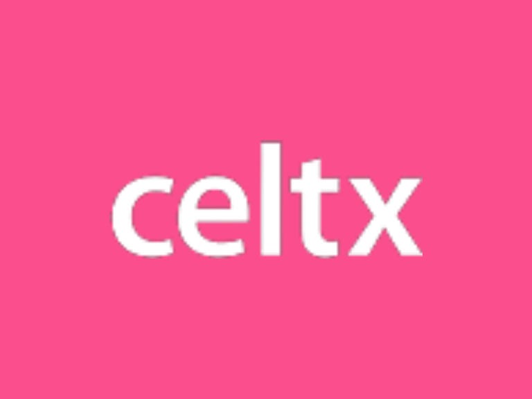 Celtx logo on a pink background