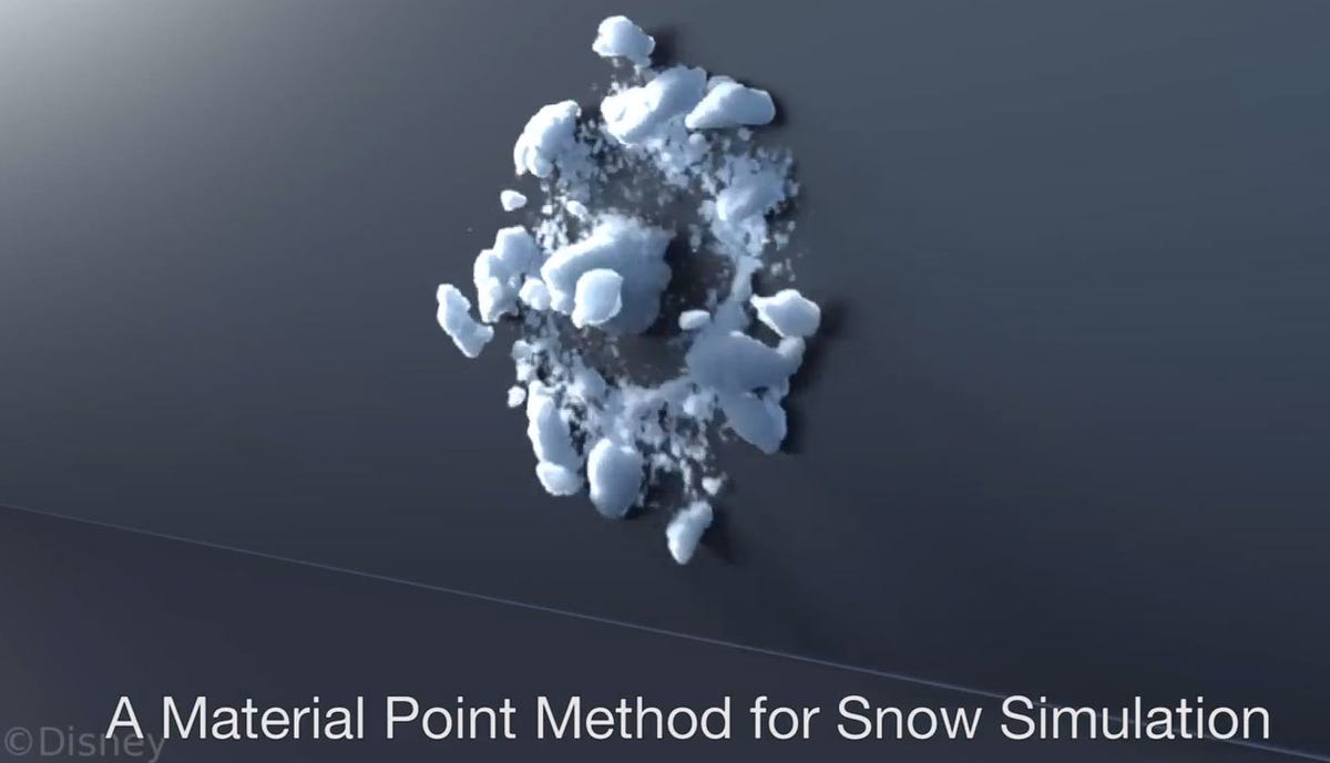 A snowball hits a wall in this simulation by UCLA and Walt Disney Animation Studios researchers.