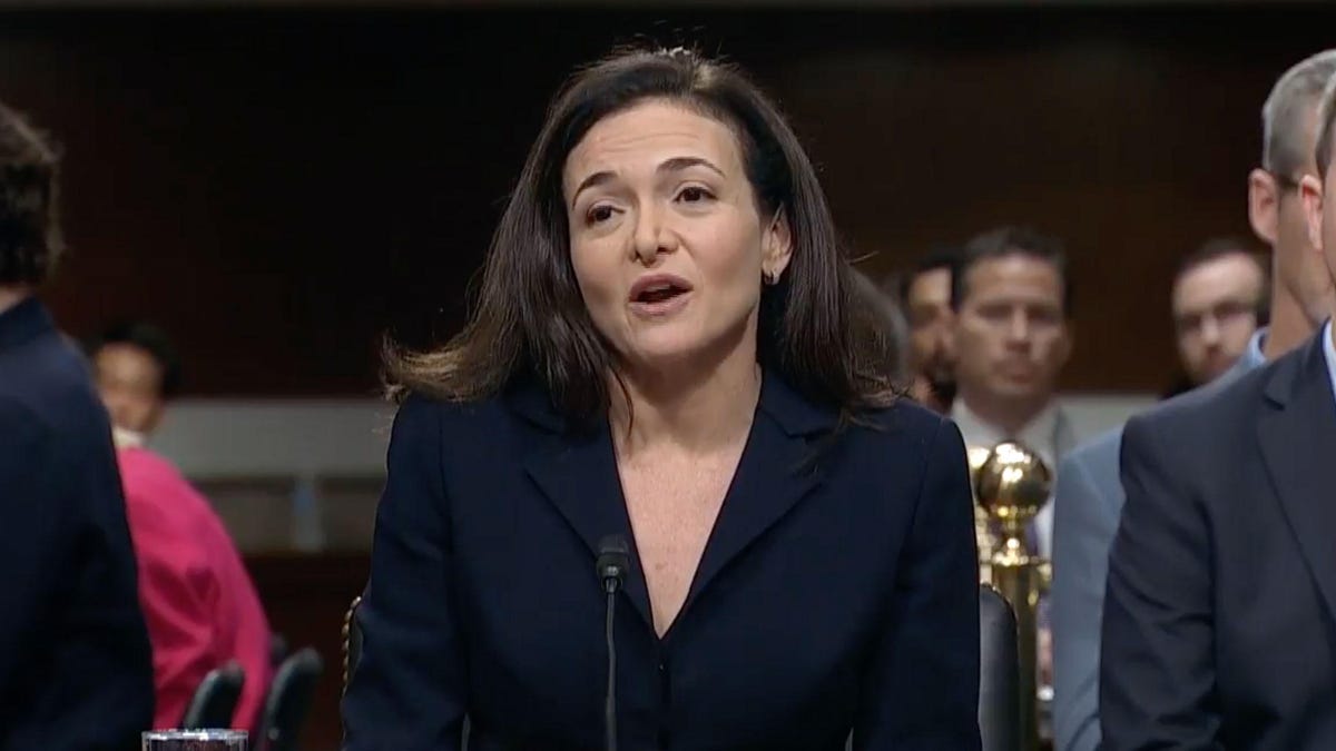 Facebook COO Sheryl Sandberg testifies before a Senate subcommittee.