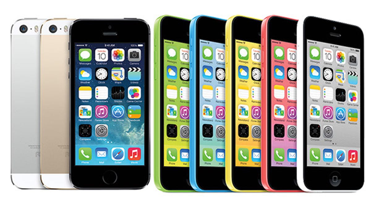 Apple&apos;s iPhone 5S and 5C lineup.