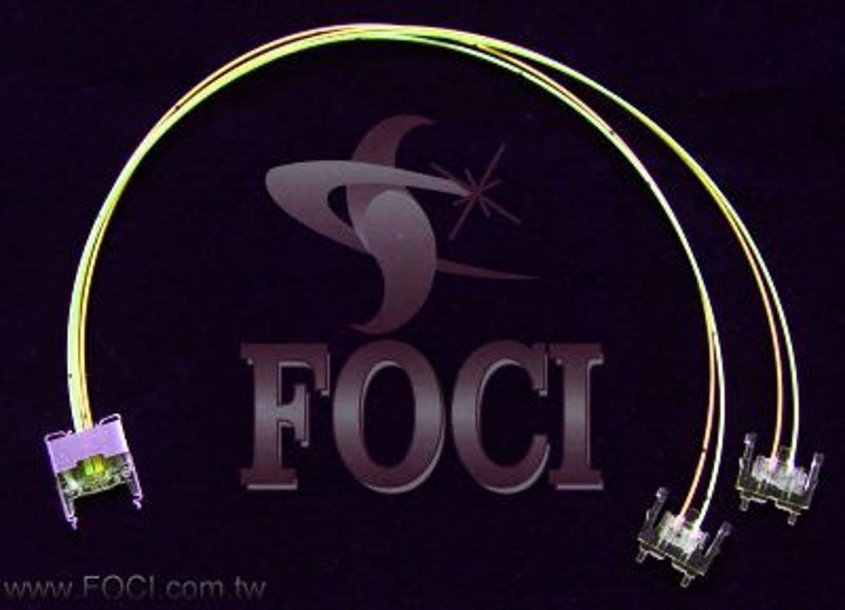 Foci Fiber Optic Communication also supplies this internal fiber-optic line that links Intel's Light Peak data-routing chip to the Light Peak port into which people will plug cables.