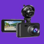 Dash cam on a purple background