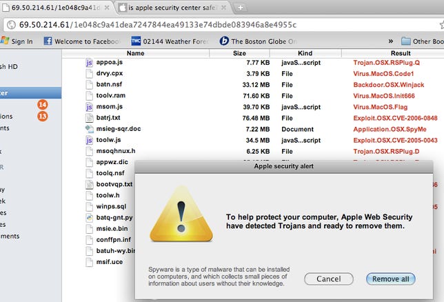 'Apple Security Center' malware running