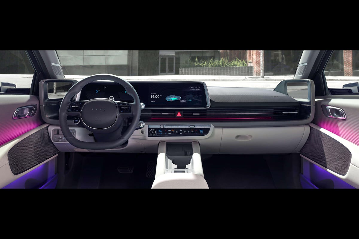 Interior shot of the 2023 Hyundai Ioniq 6 EV's dashboard