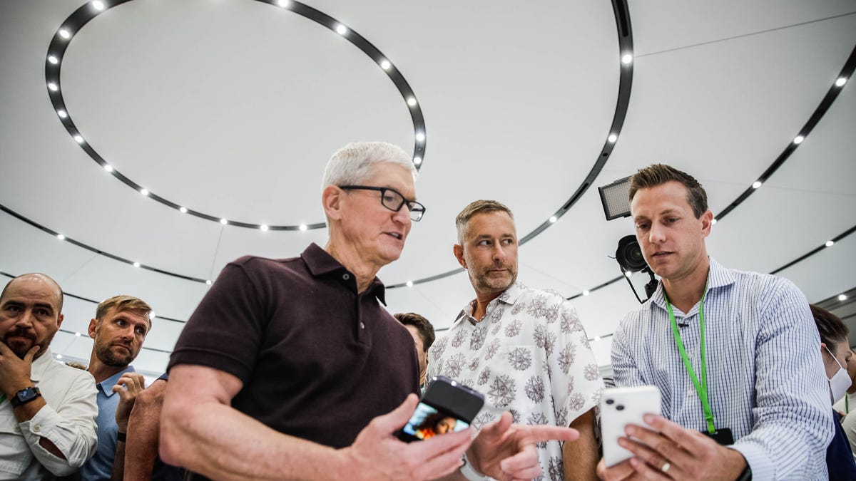 Apple CEO Tim Cook at an iPhone launch even in Cupertino