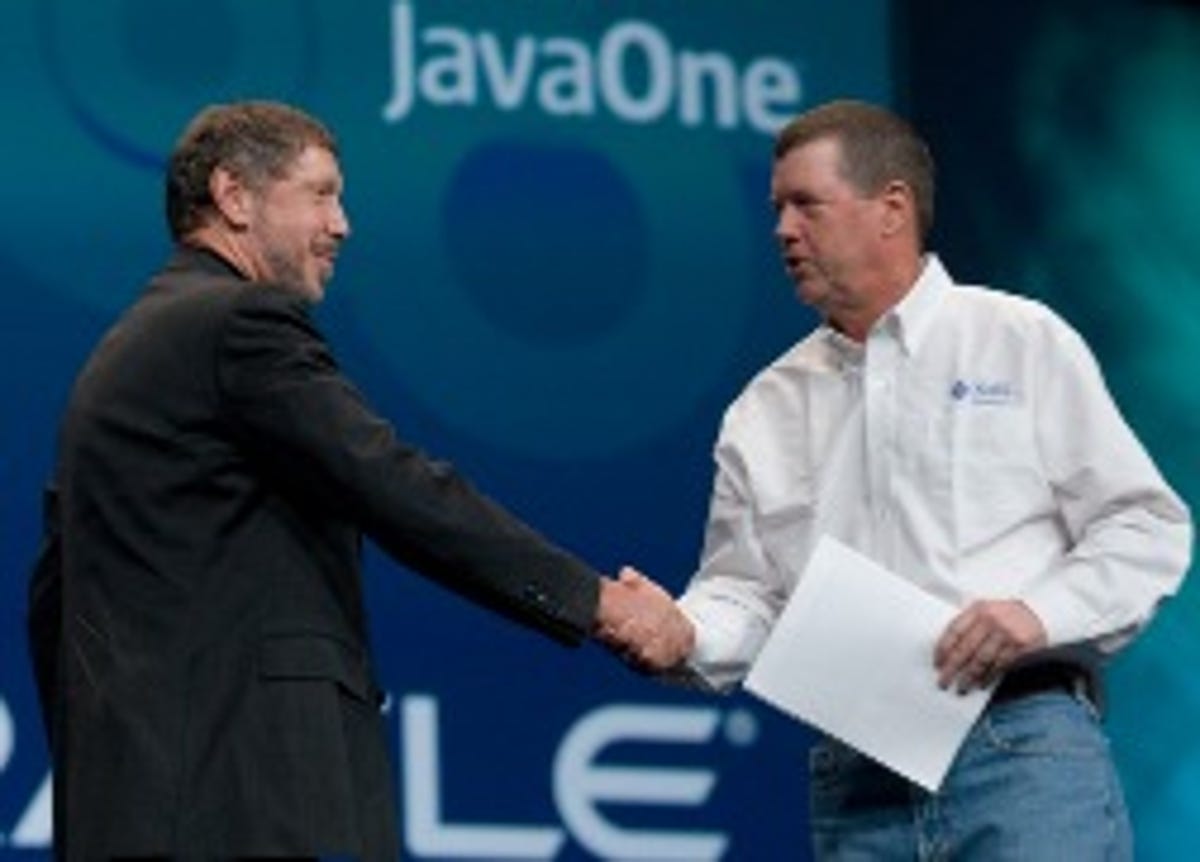 Larry Ellison and Scott McNealy at JavaOne