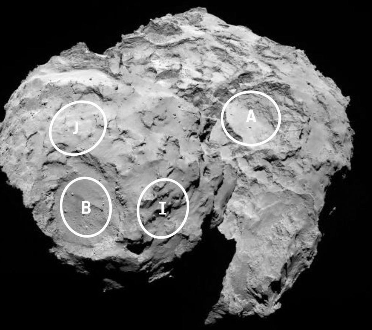Rosetta landing sites