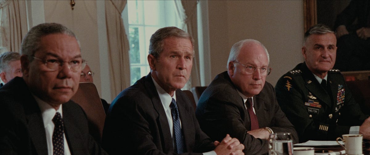 US Secretary of State Colin Powell, President George W. Bush, Vice President Dick Cheney and Lt. Gen. Douglas Lute