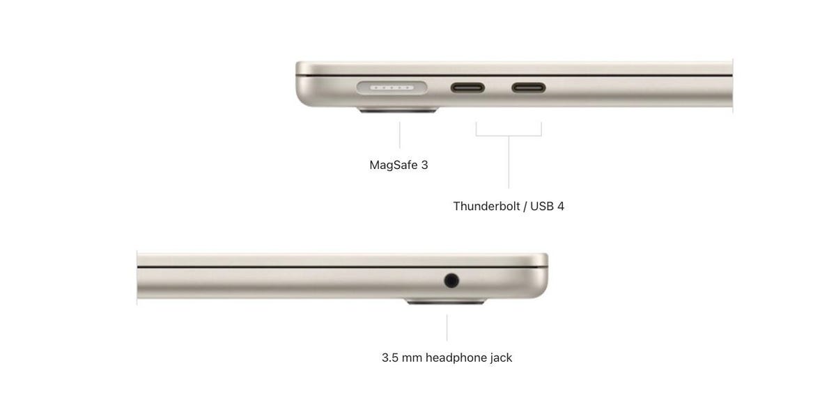 An image of both sides of the new MacBook Air ports