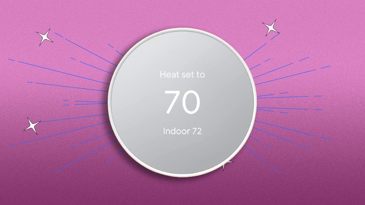 Google Nest Thermostat showing heat set to 70 degrees