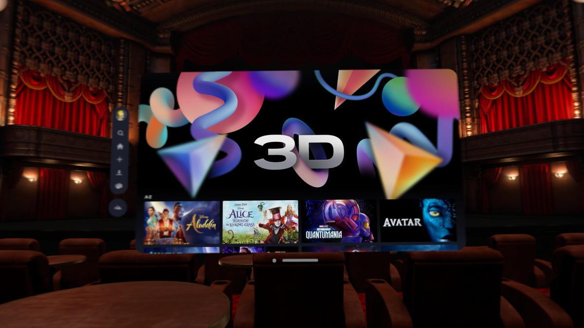 A 3D movies window in a virtual movie theater