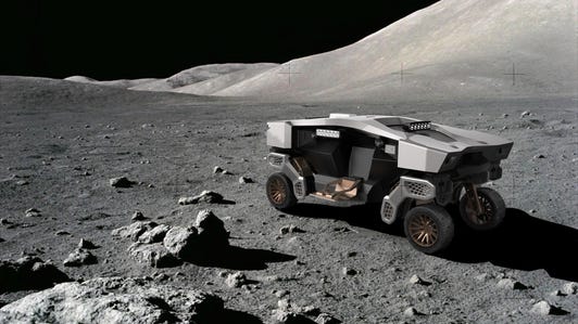 Tiger concept rolling on lunar surface