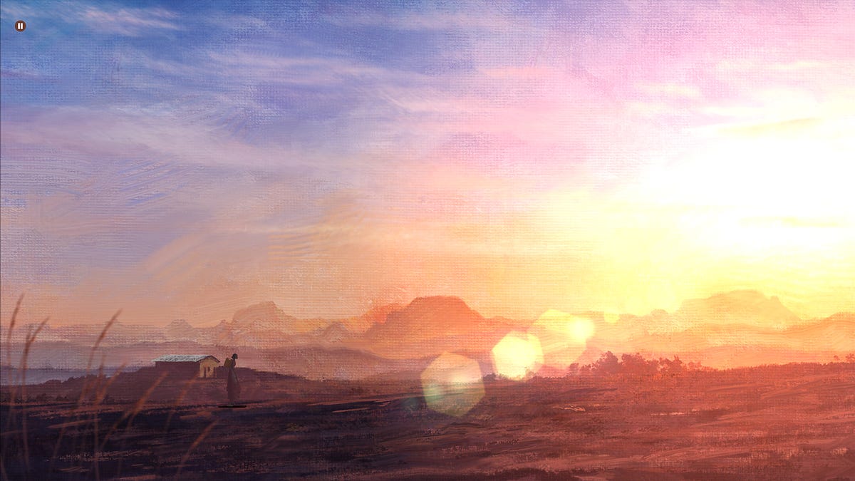 A beautiful painted sunset is part of the game&apos;s visual look. 