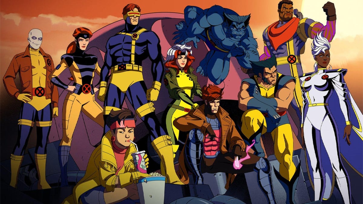 A publicity still image from the Marvel Animation show X-Men '97, showing the superheroes in a group.