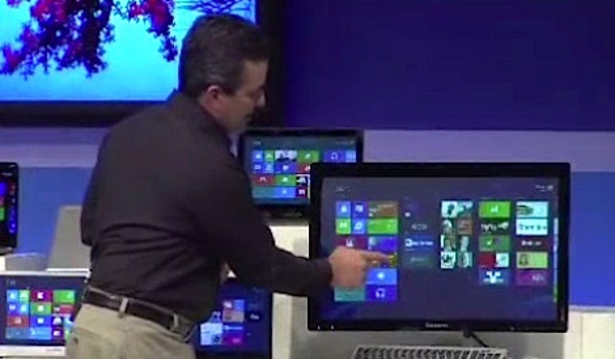 Microsoft's Michael Angiulo demonstrating a touch-screen desktop PC.
