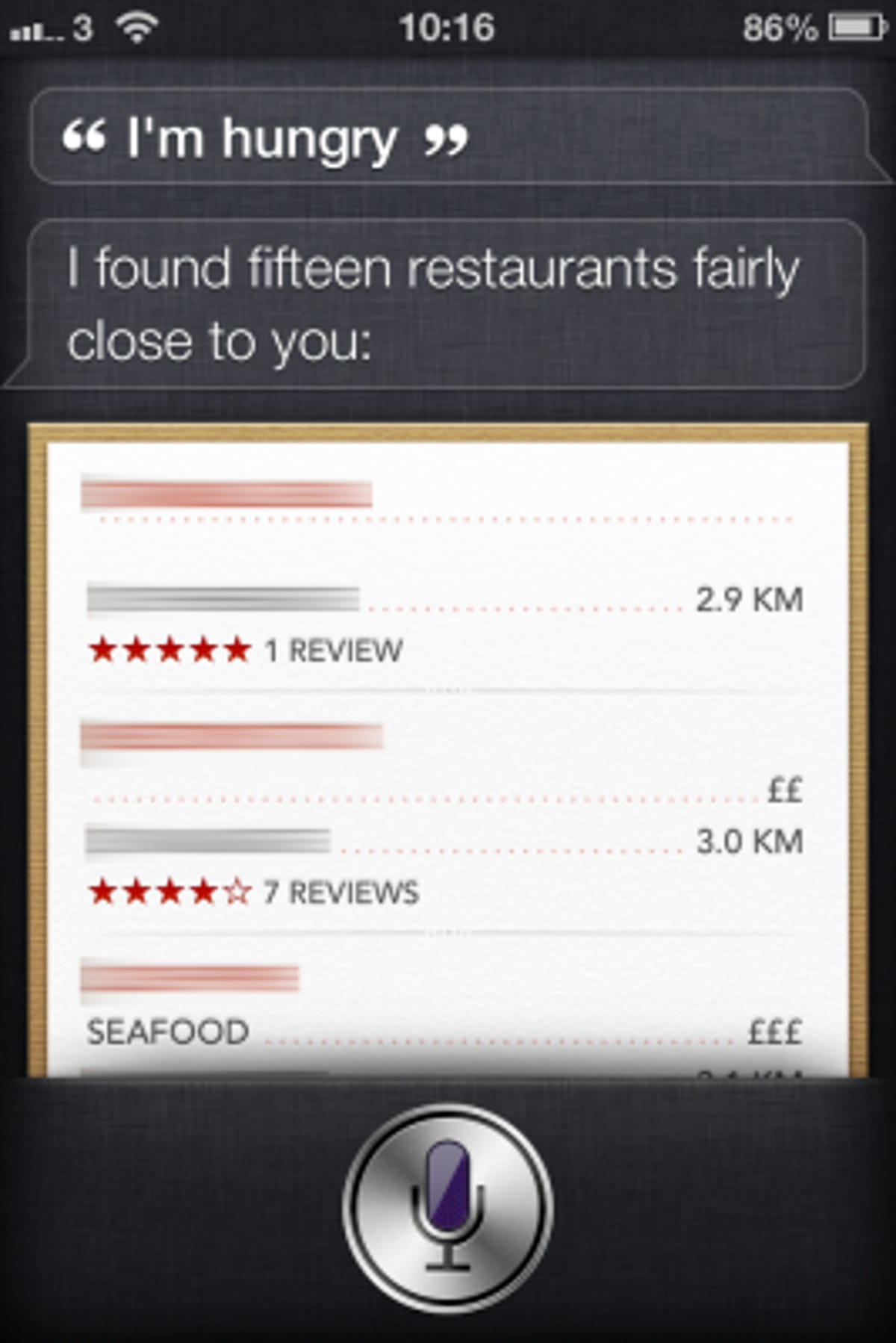 Siri iOS 6 beta restaurant