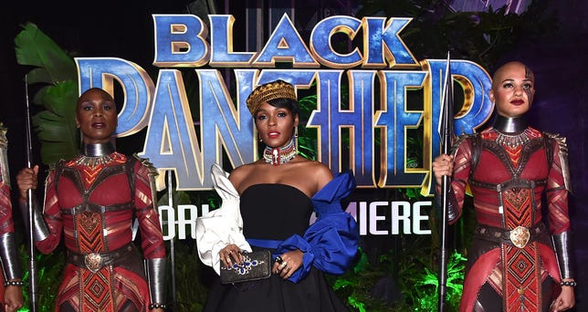 Afrofuturist icon Janelle Monae at the Los Angeles world premiere of "Black Panther" in January.