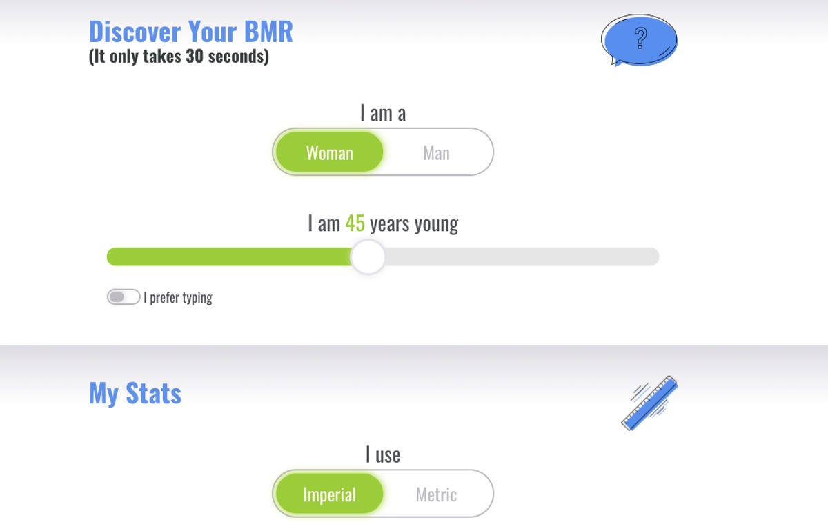 BMR calculator screenshot