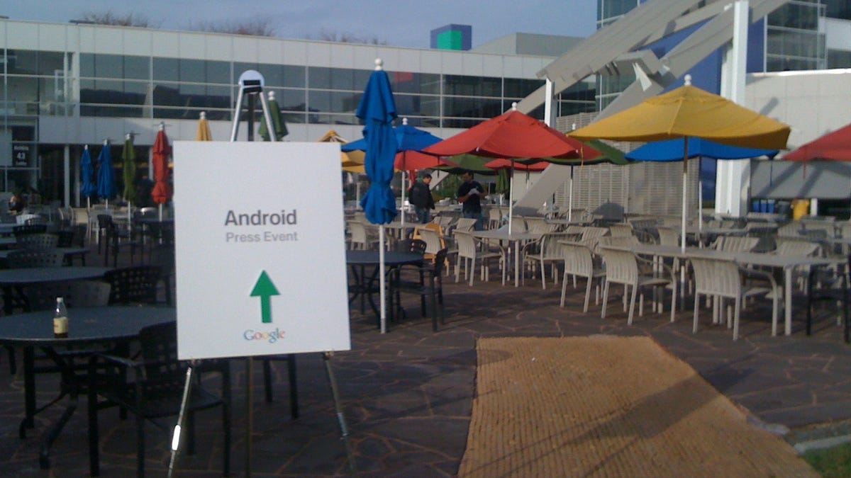 Outside the Google press event Tuesday morning.