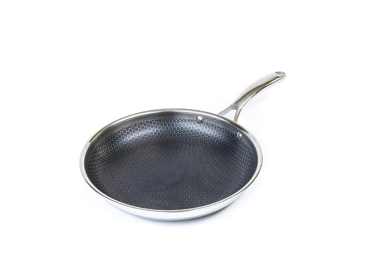HEXCLAD hexclad 12 inch hybrid stainless steel griddle non stick fry pan  with stay-cool handle - pfoa free, dishwasher and oven safe