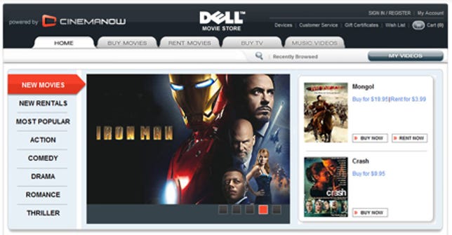 Dell CinemaNow downloads
