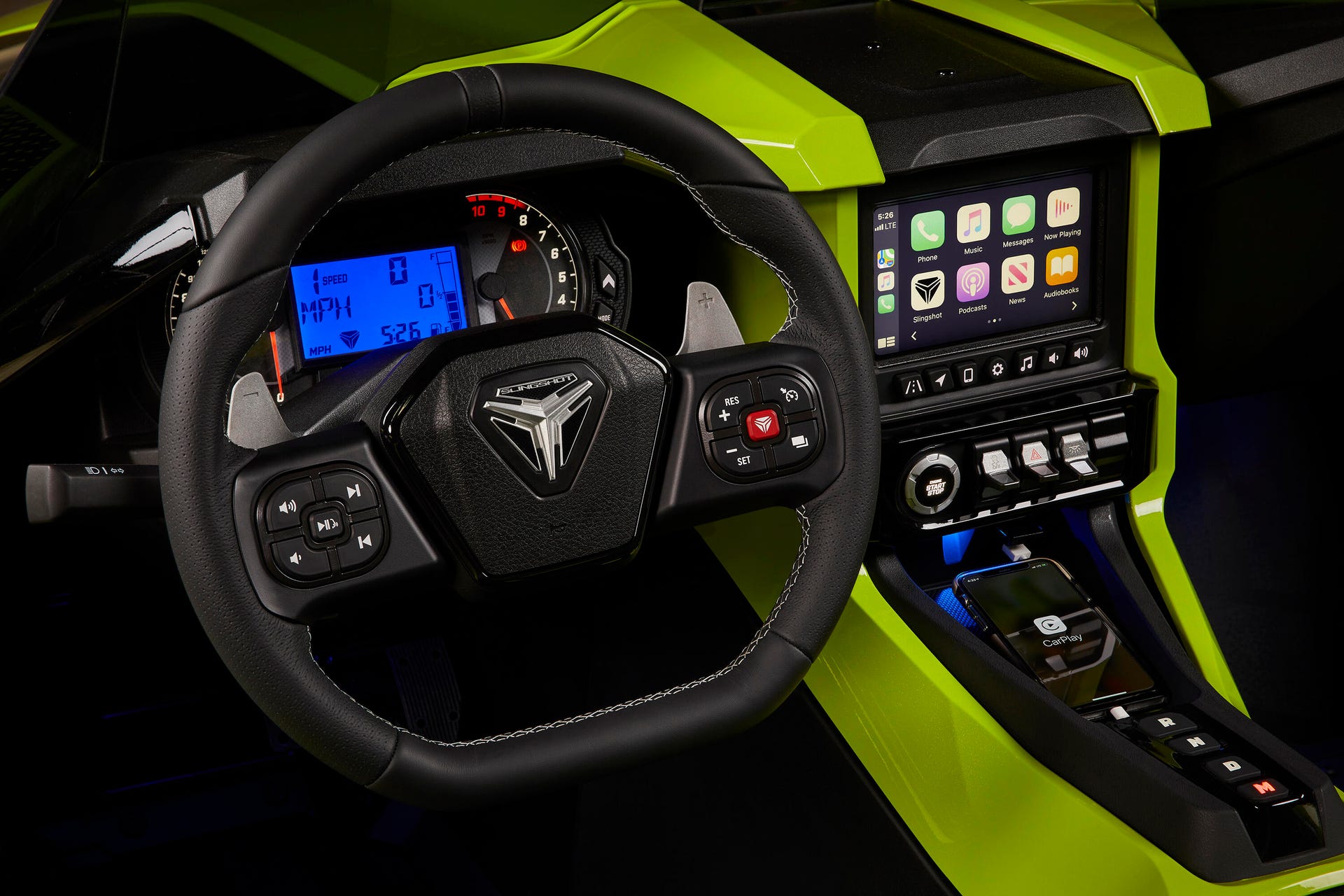 2021 Polaris Slingshot interior with Apple CarPlay