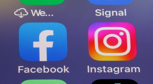 a screenshot of the Facebook and Instagram app logos next to each other on a mobile device