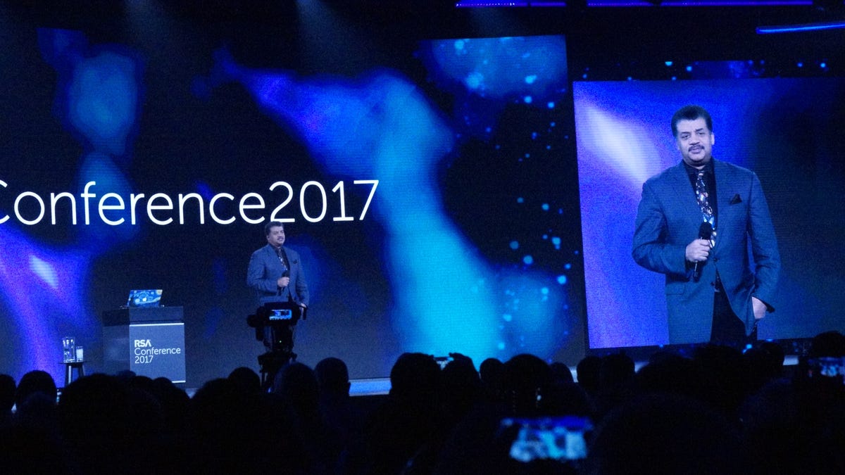 Neil deGrasse Tyson takes the stage at the annual RSA cybersecurity conference in San Francisco.