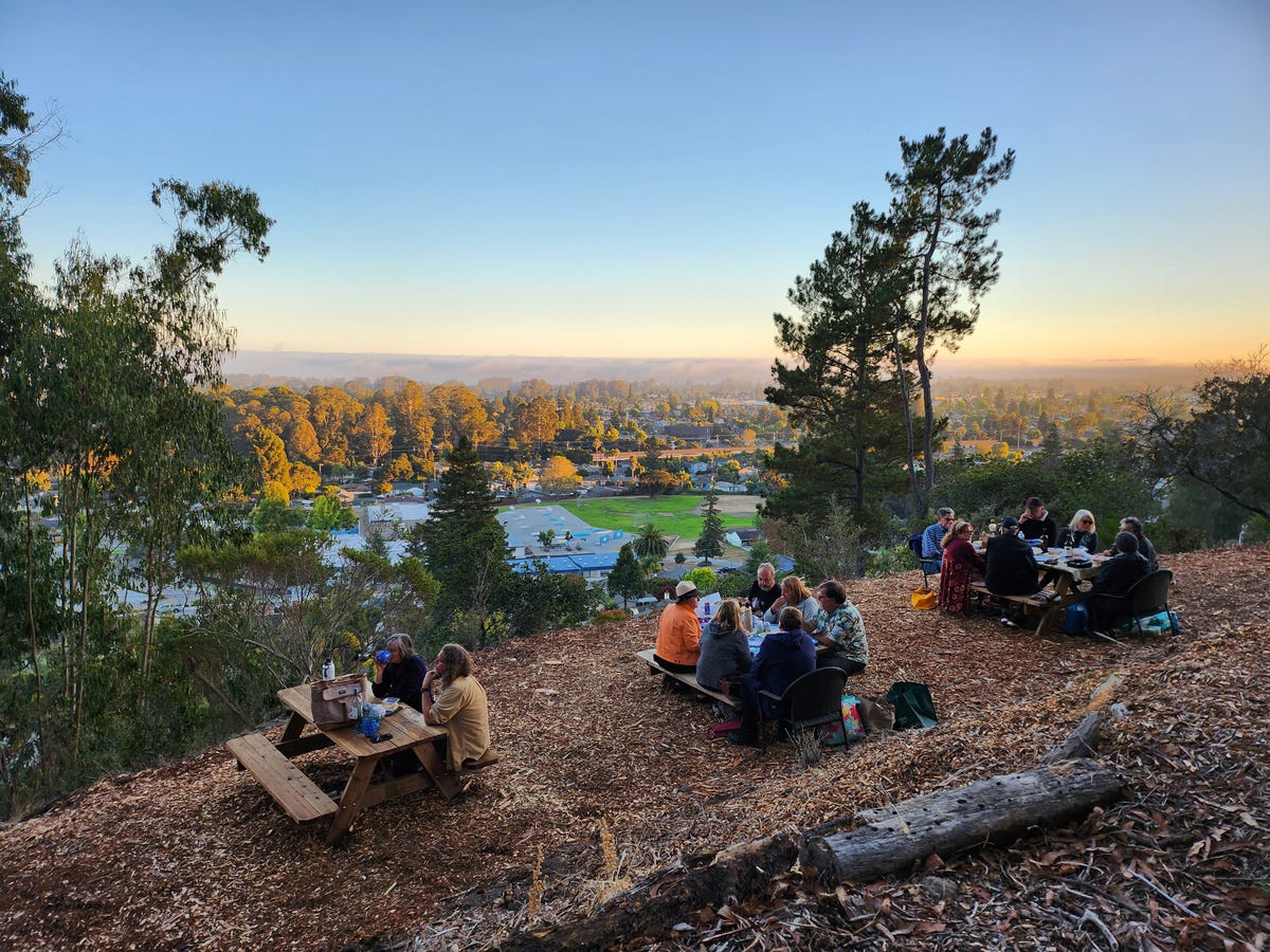 picnic tables overlooking Santa Cruz, Calif.