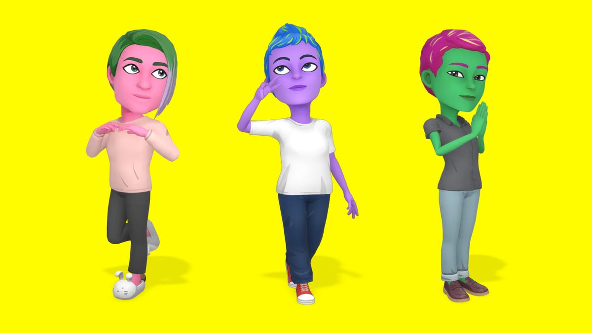 Several cartoon avatars standing in front of a yellow background