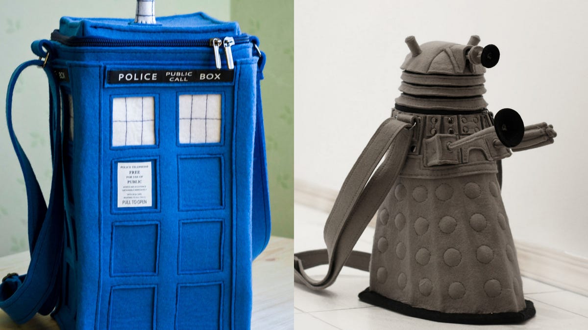 Tardis and Dalek felt purses