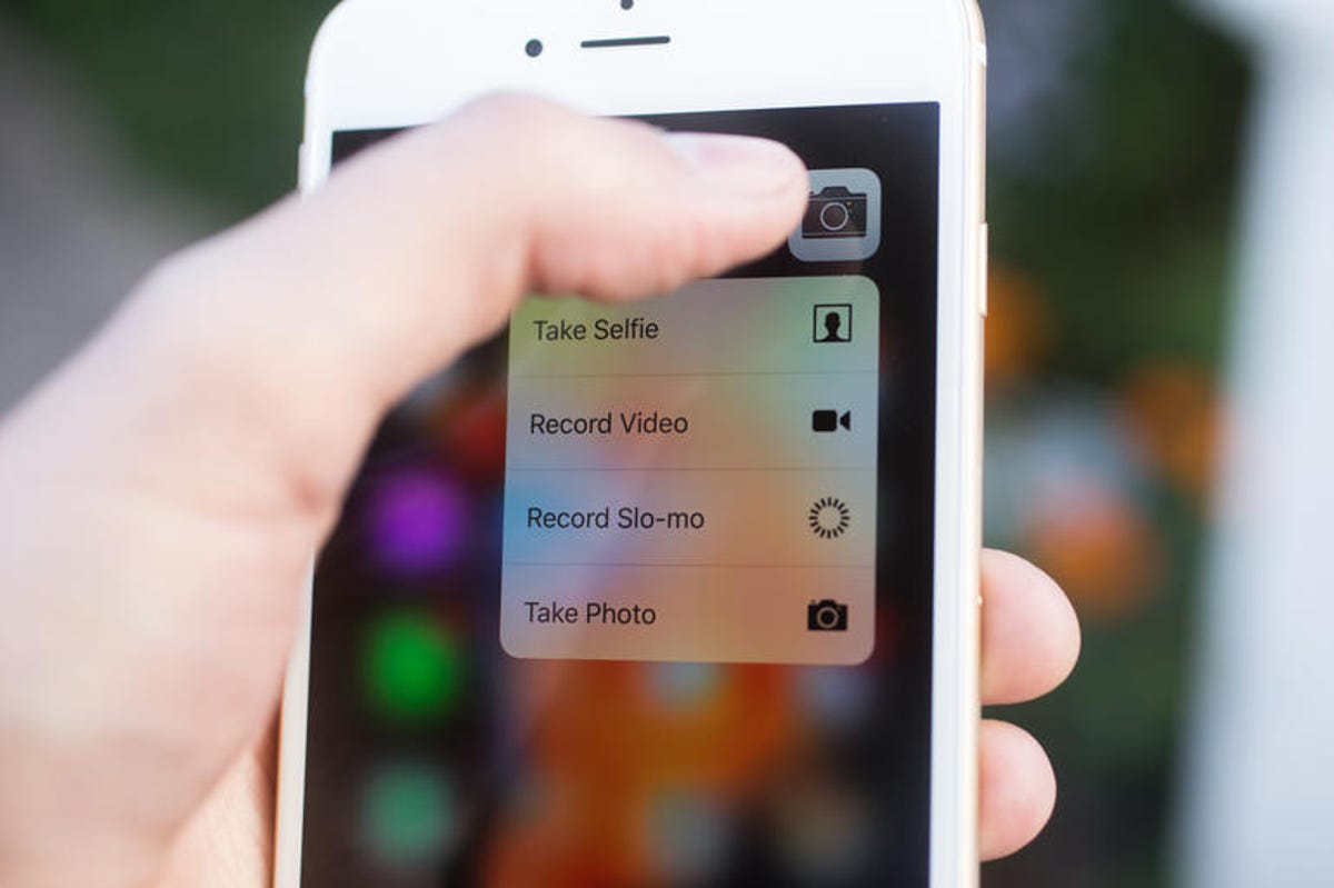 An iPhone 6S Plus showing 3D Touch