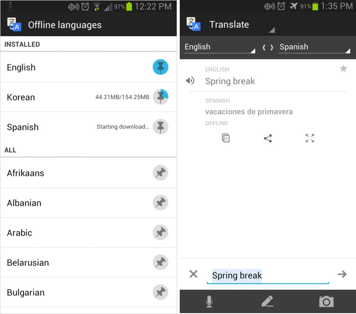 Google Translate offline